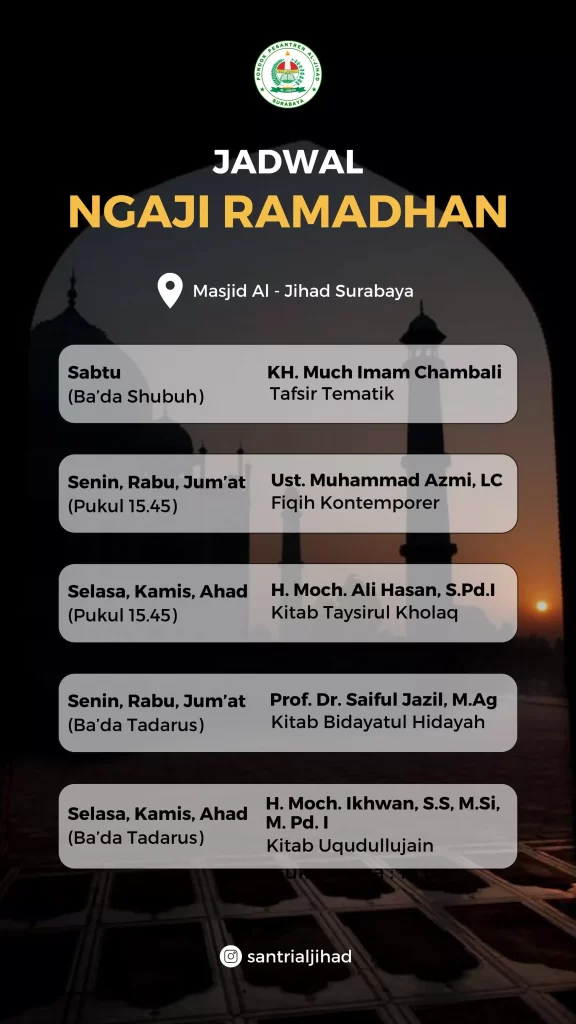 Jadwal Ngaji Ramadhan PPM Al-Jihad Surabaya